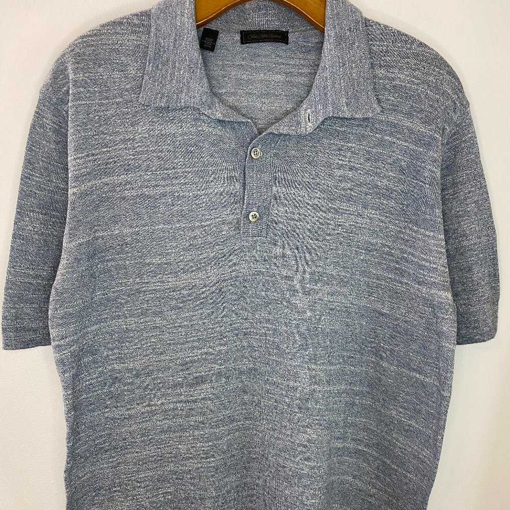 Saks Fifth Avenue Heather Blue Italian Knit Cotton Polo